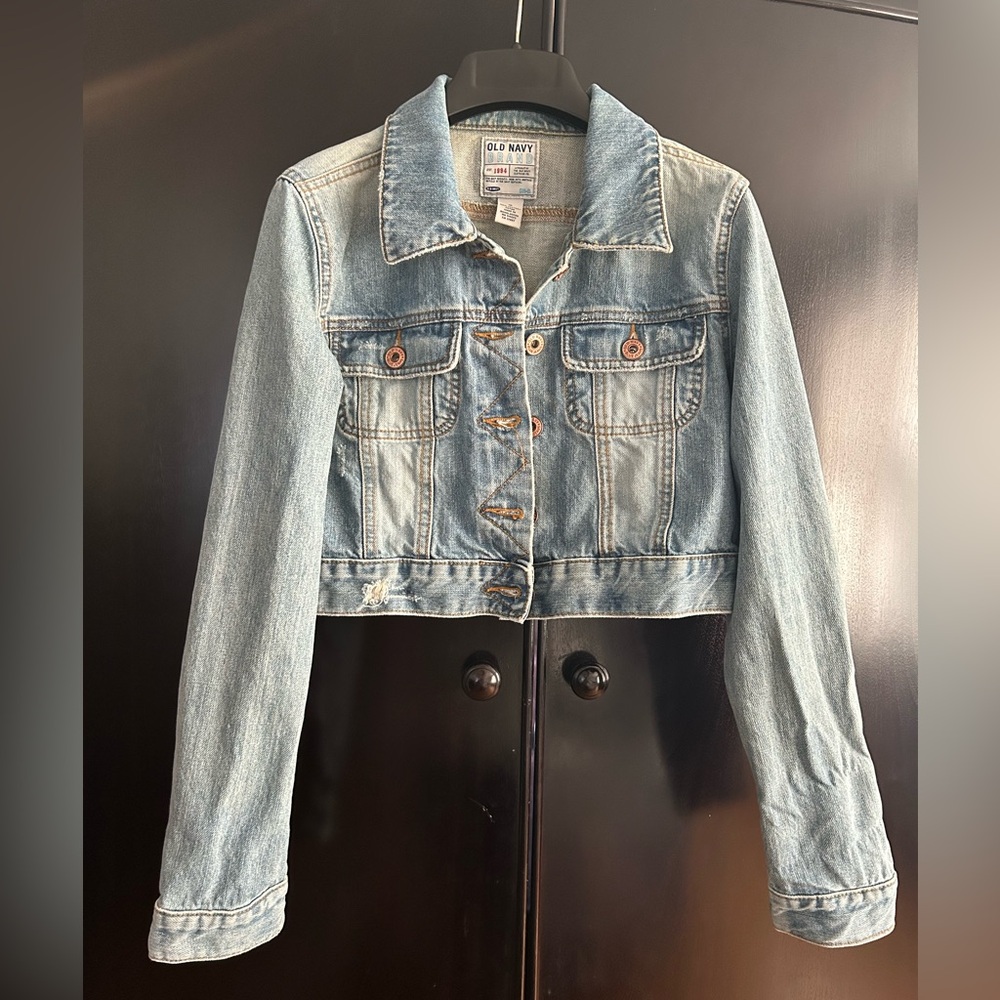 Old Navy Women's Cropped Denim Jean Jacket Size M
